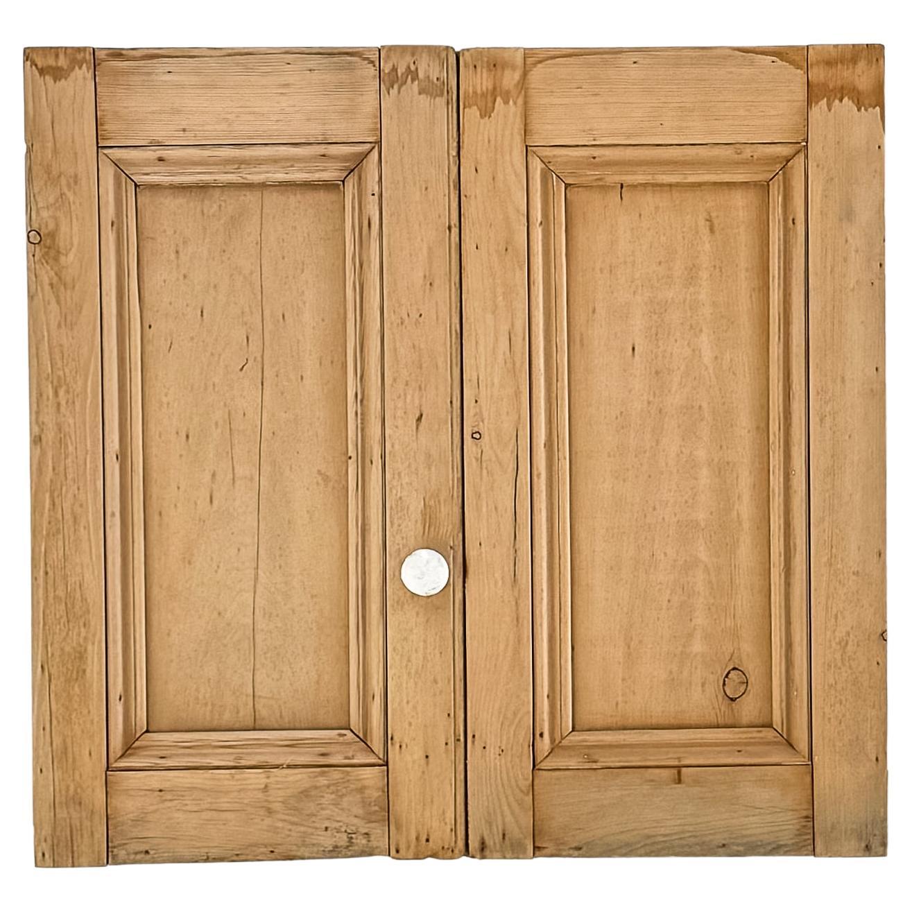 Pair 19th Century English Pine Paneled Cupboard Doors For Sale