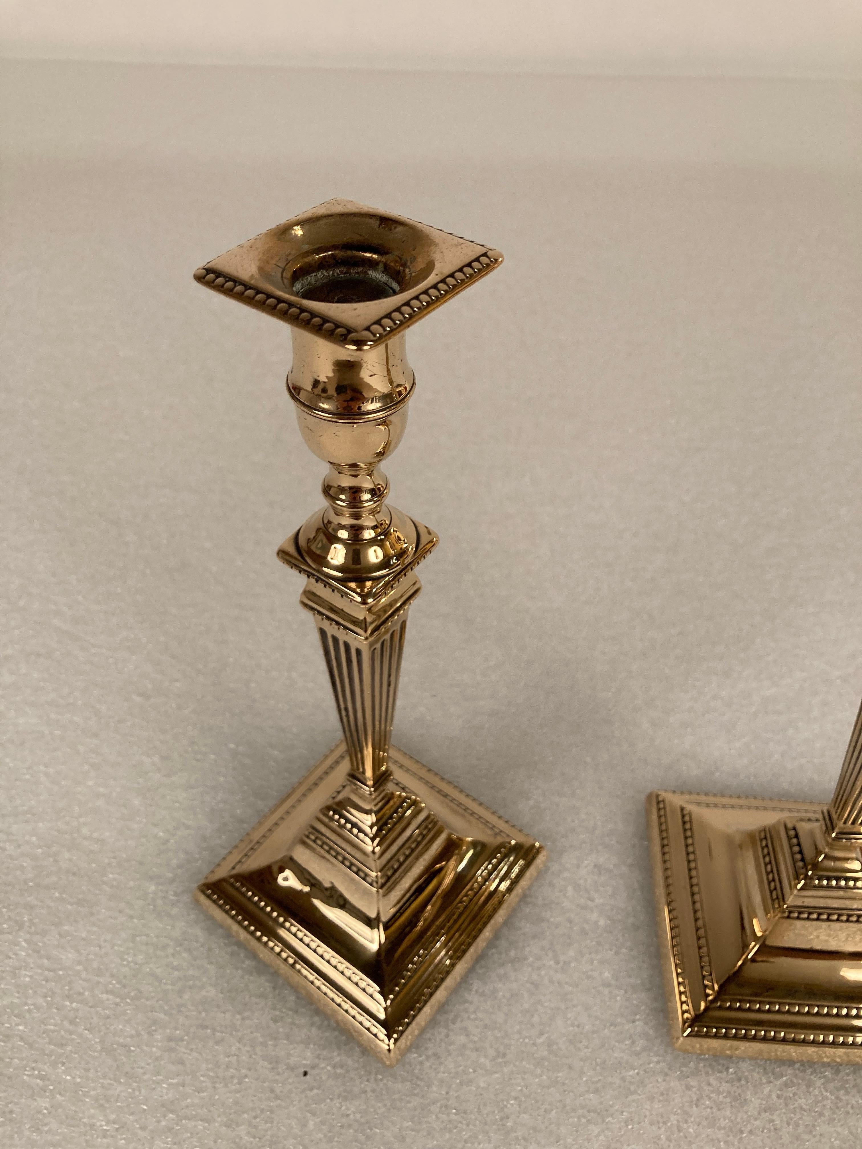 Pair 19th Century English Regency Brass Candlesticks  5