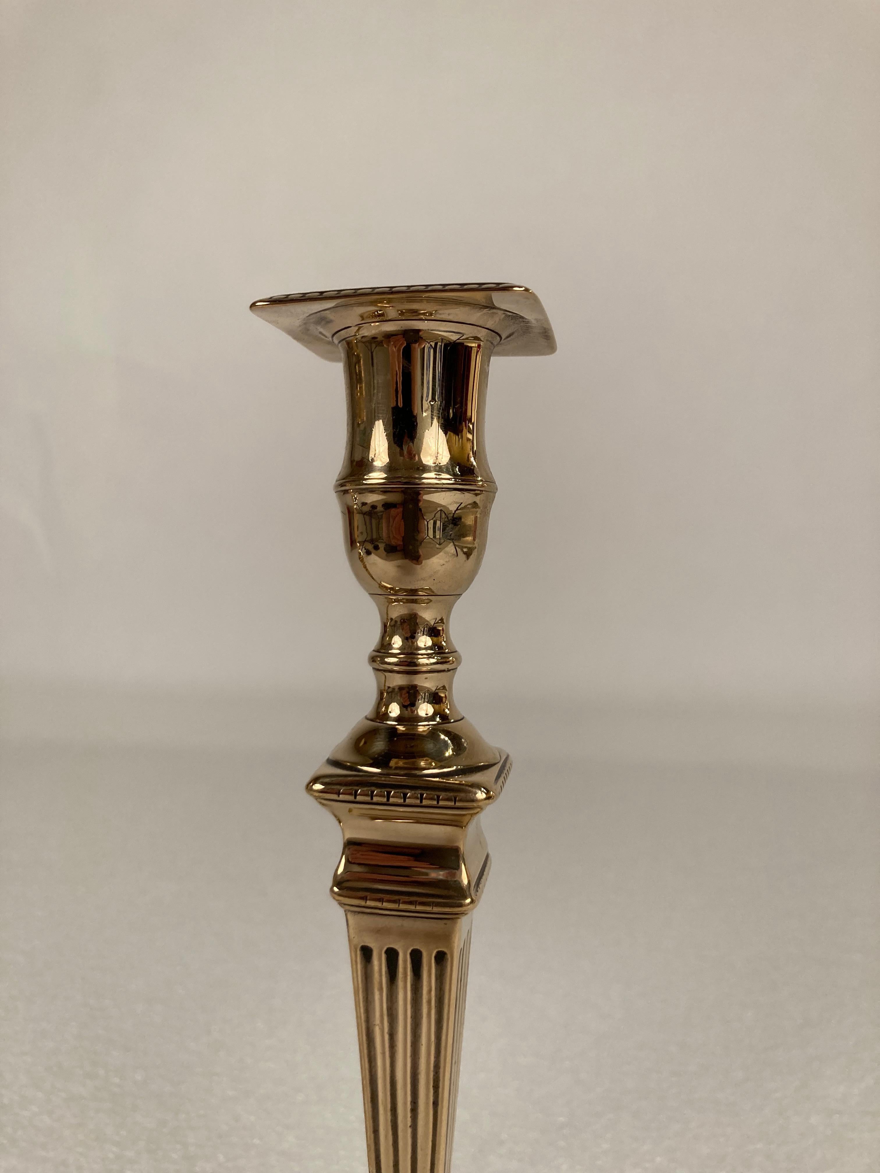 Pair 19th Century English Regency Brass Candlesticks  7