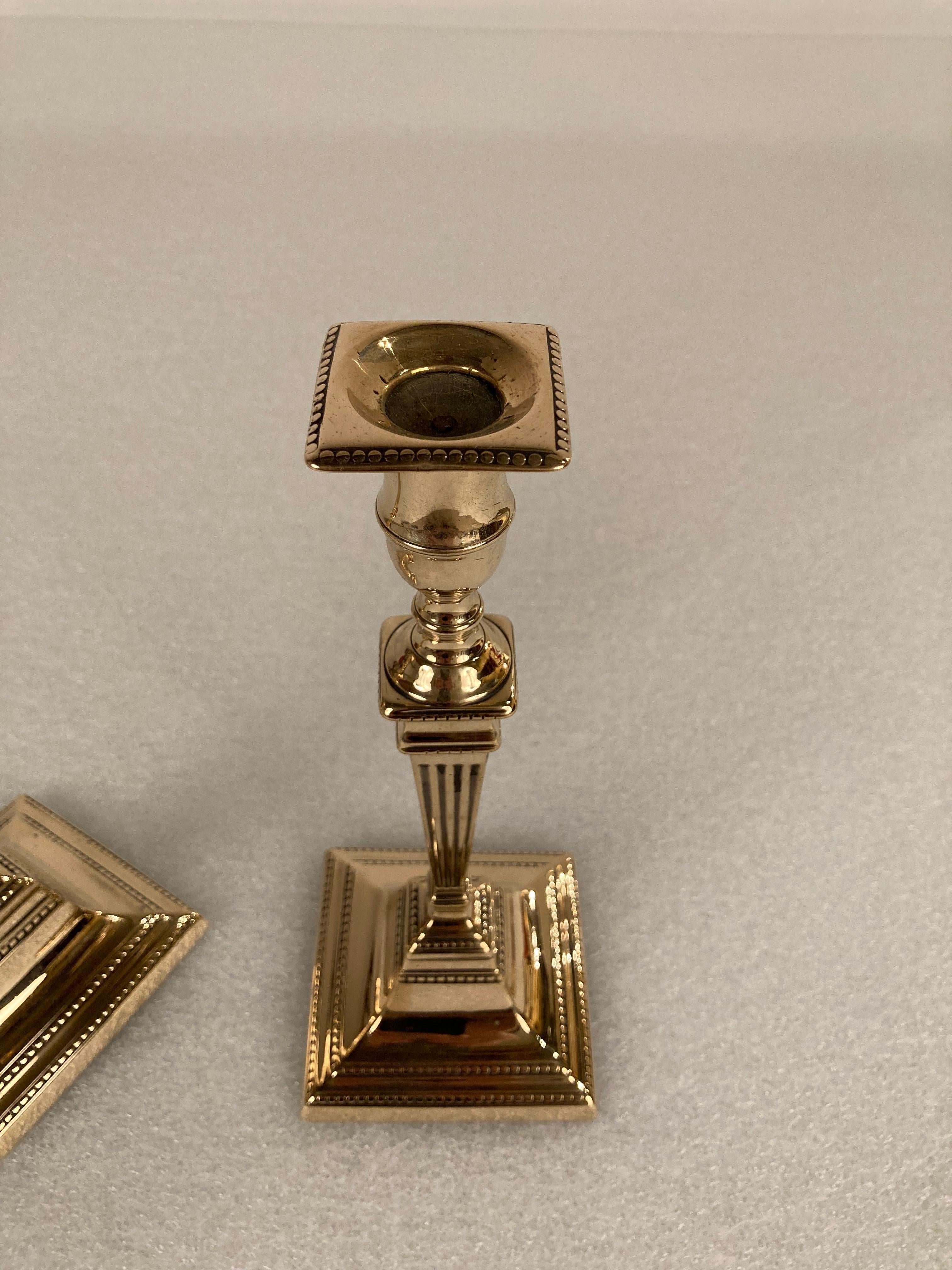 Pair 19th Century English Regency Brass Candlesticks  4