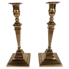 Pair 19th Century English Regency Brass Candlesticks 