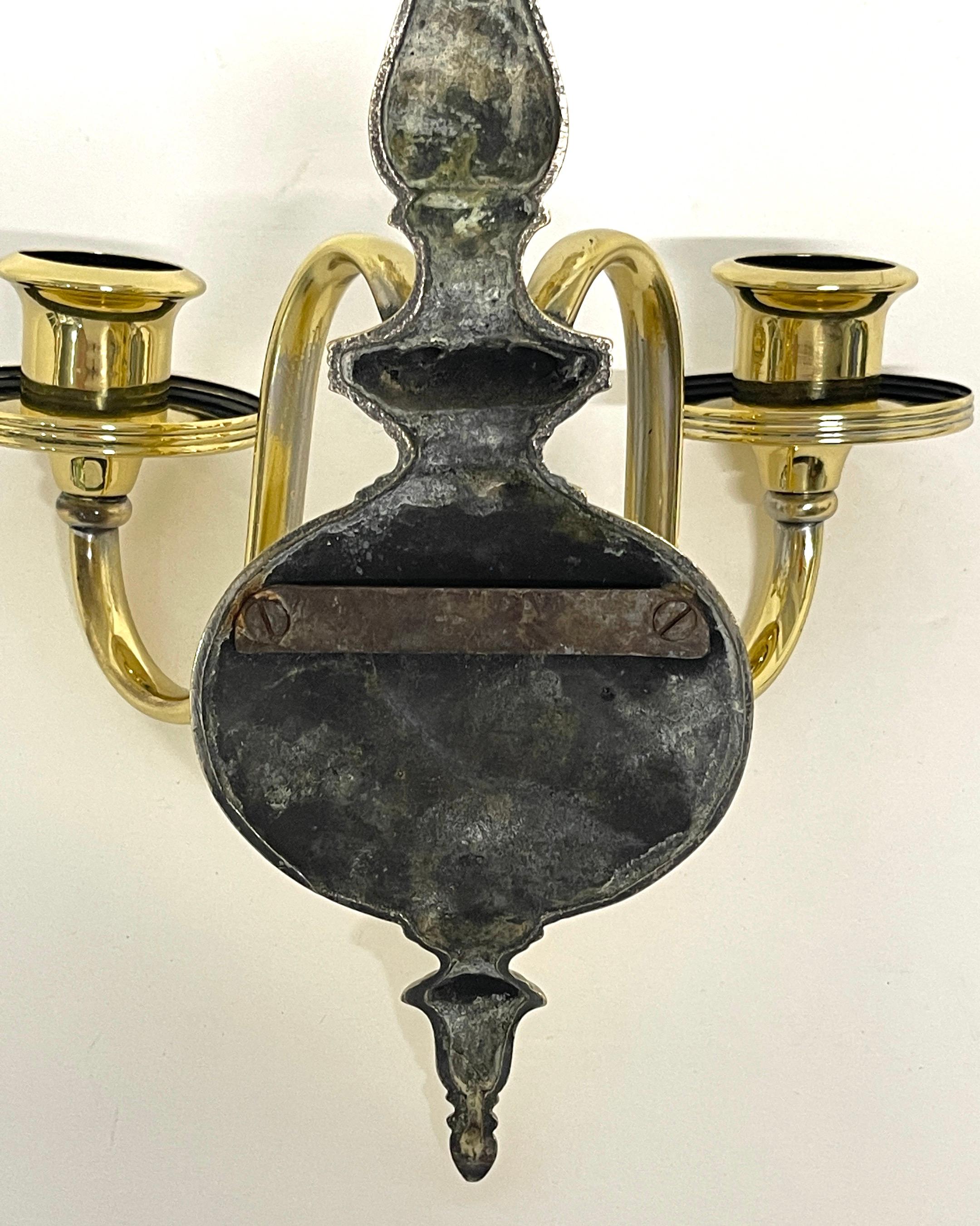 Pair 19th Century English Regency Brass Eagle Two-Light Candle Wall Sconces For Sale 7