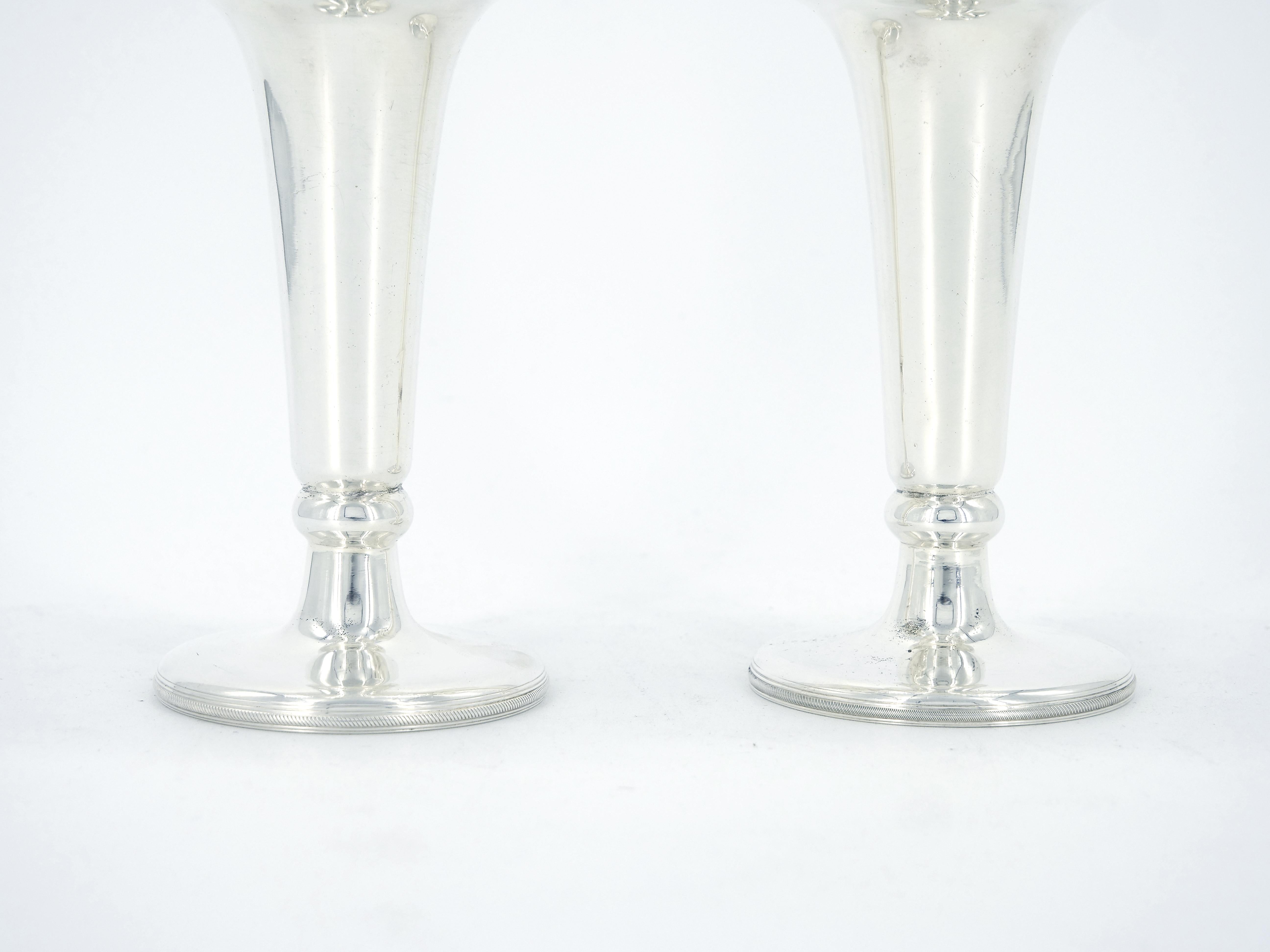 Pair 19th Century English Sheffield Silver Plate Flower Bud Vases For Sale 3