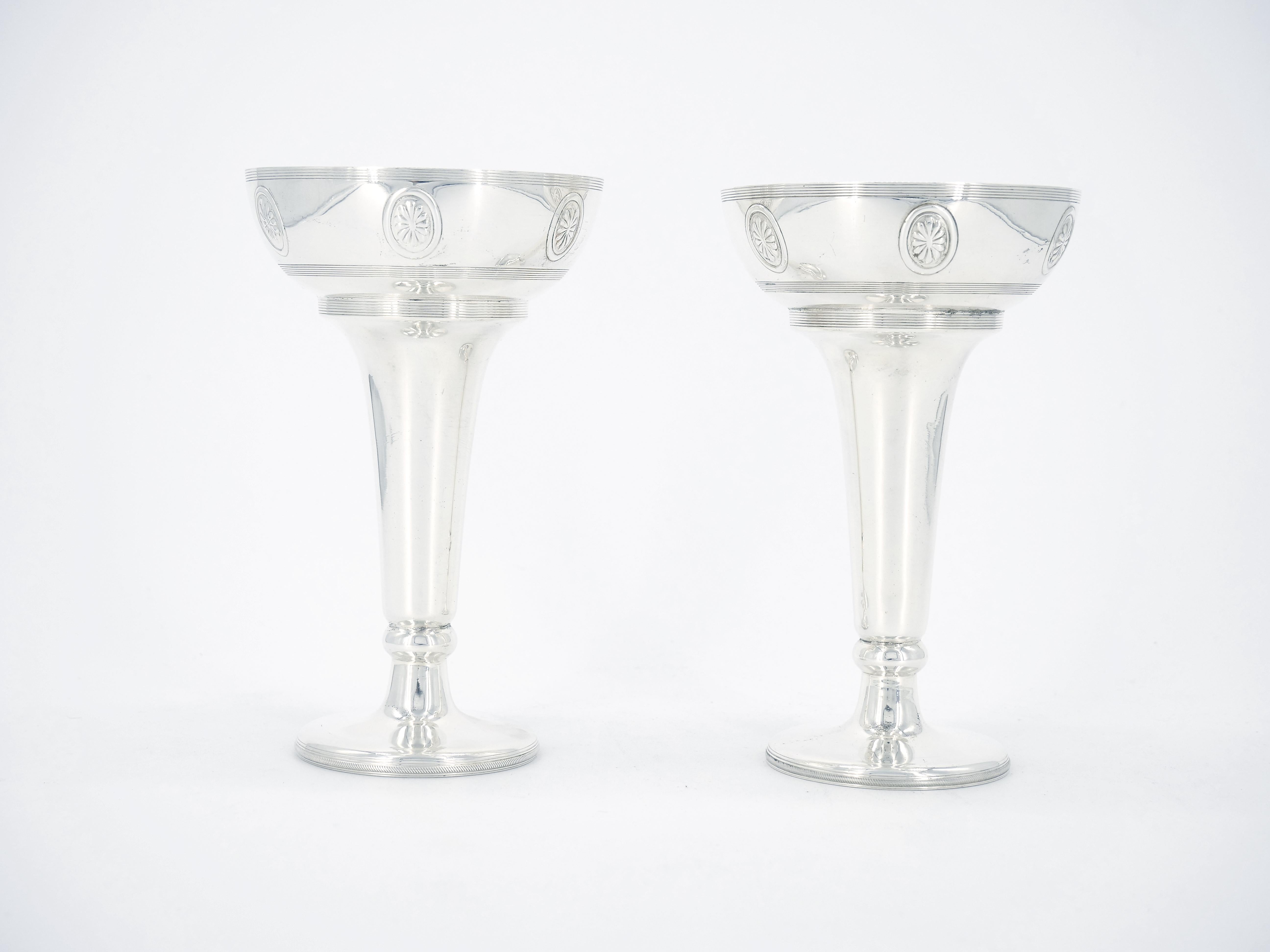 Pair 19th Century English Sheffield Silver Plate Flower Bud Vases For Sale 5