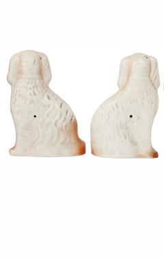 Pair 19th Century English Staffordshire Russet Spaniels Mantle Dogs