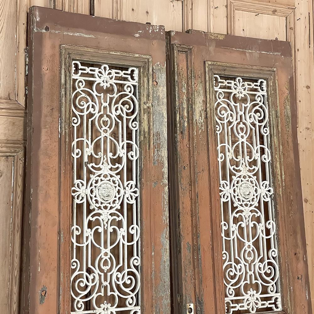 Pair 19th Century Exterior French Doors with Wrought Iron For Sale 5