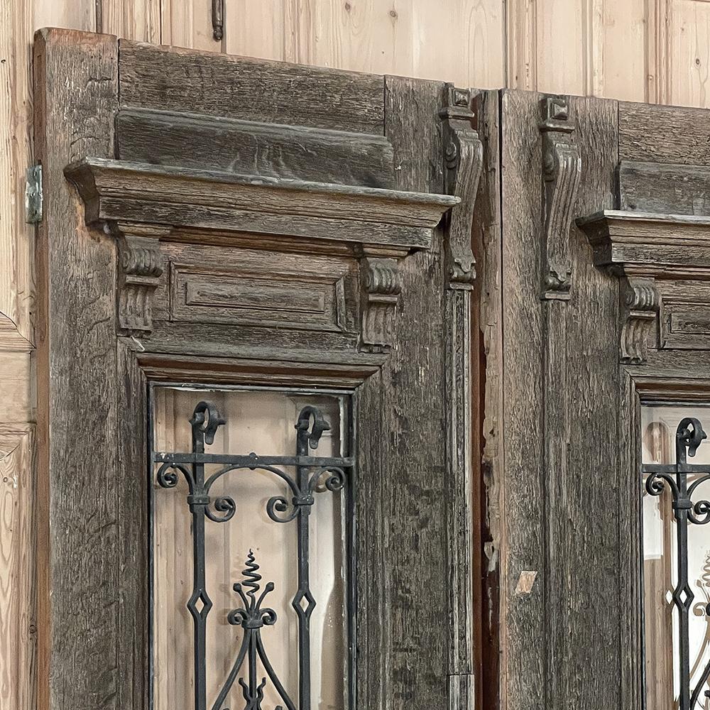 Pair 19th Century Exterior French Doors with Wrought Iron For Sale 3