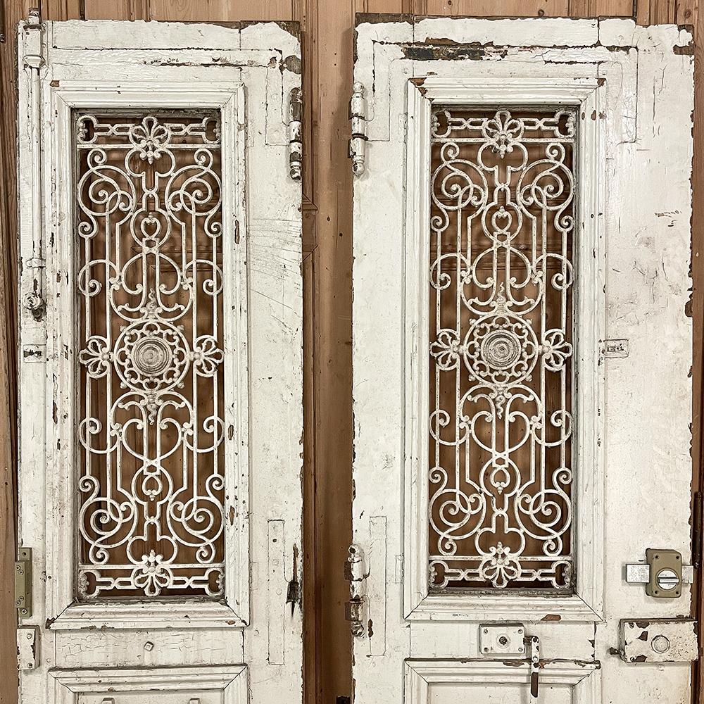Pair 19th Century Exterior French Doors with Wrought Iron For Sale 9