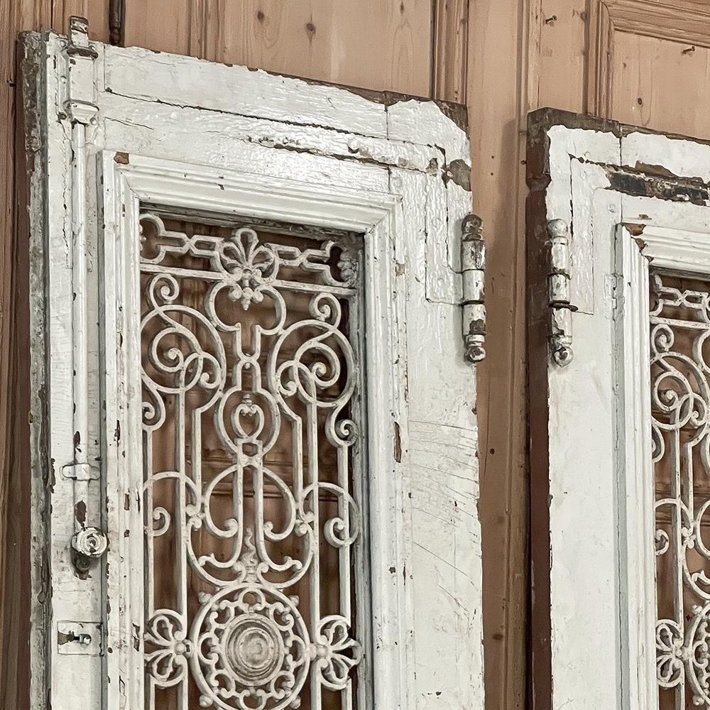 Pair 19th Century Exterior French Doors with Wrought Iron For Sale 12