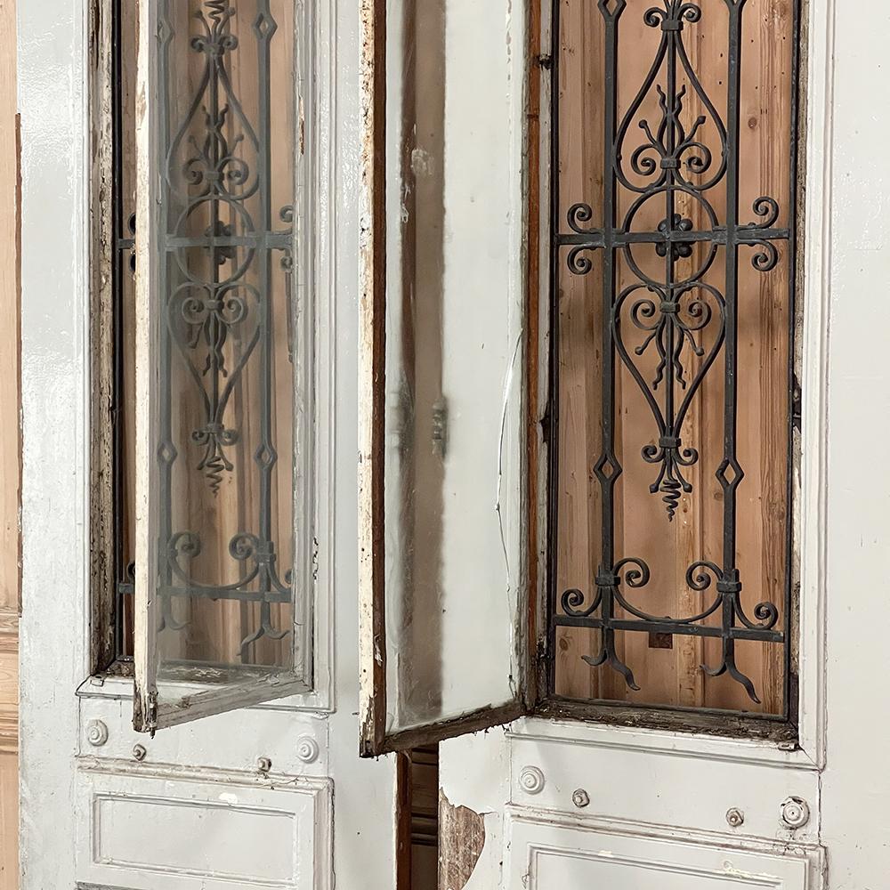 Pair 19th Century Exterior French Doors with Wrought Iron For Sale 11