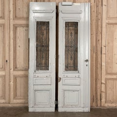 Pair 19th Century Exterior French Doors with Wrought Iron