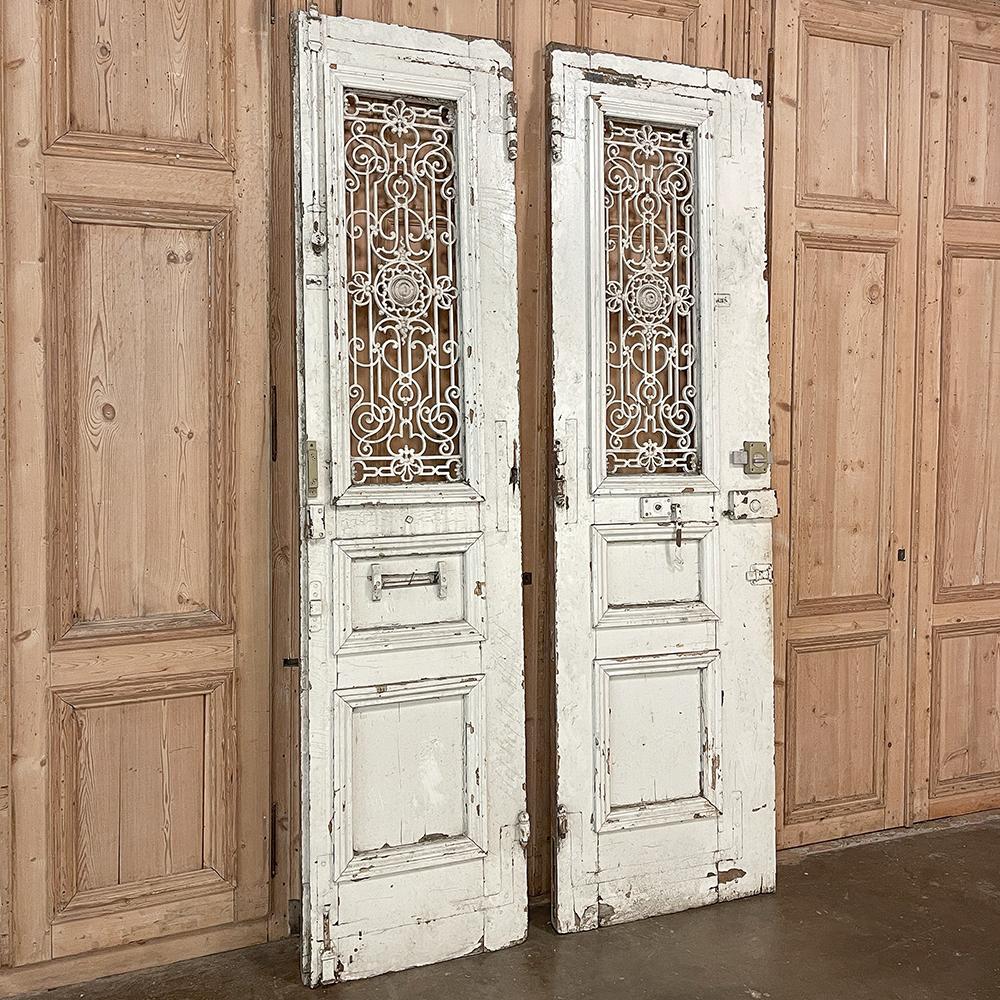 Pair 19th Century Exterior French Doors with Wrought Iron In Good Condition For Sale In Dallas, TX