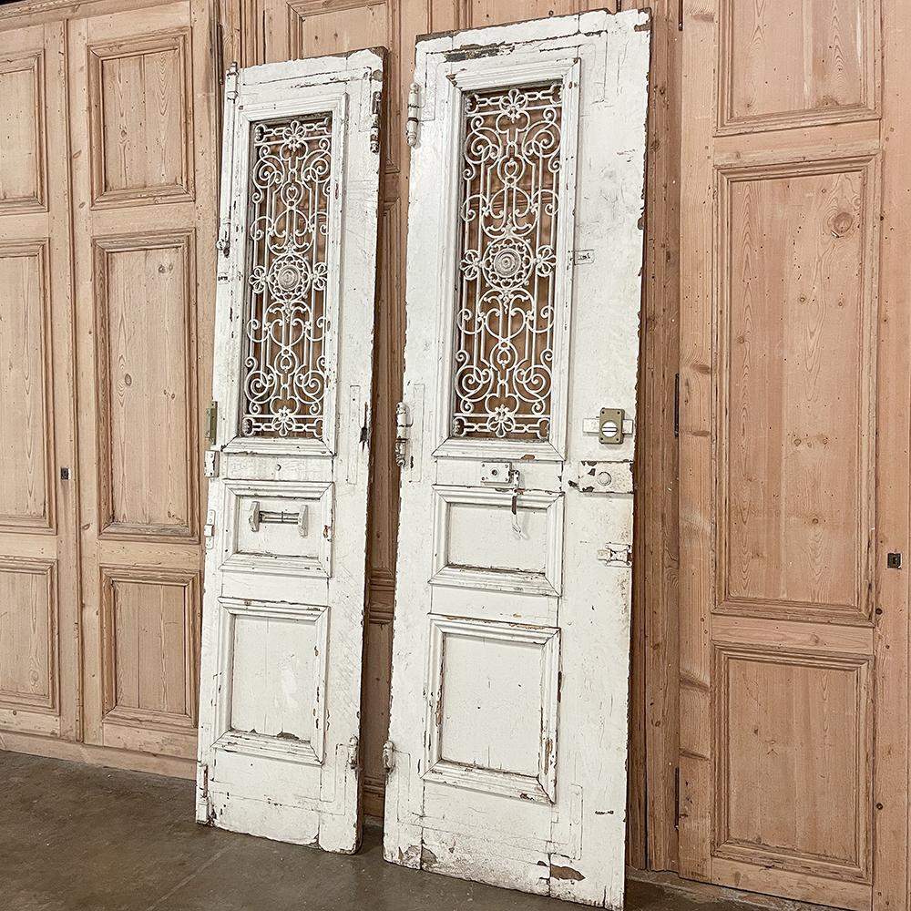 Pair 19th Century Exterior French Doors with Wrought Iron For Sale 1