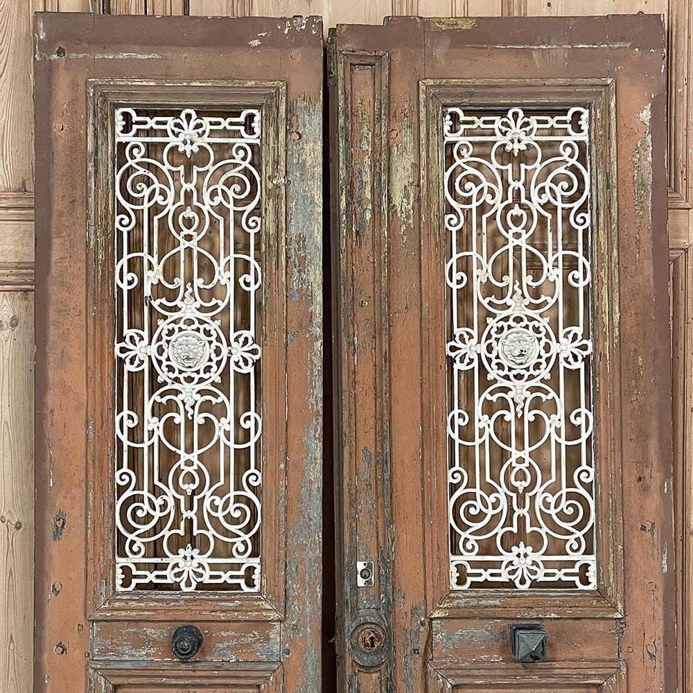 Pair 19th Century Exterior French Doors with Wrought Iron For Sale 2