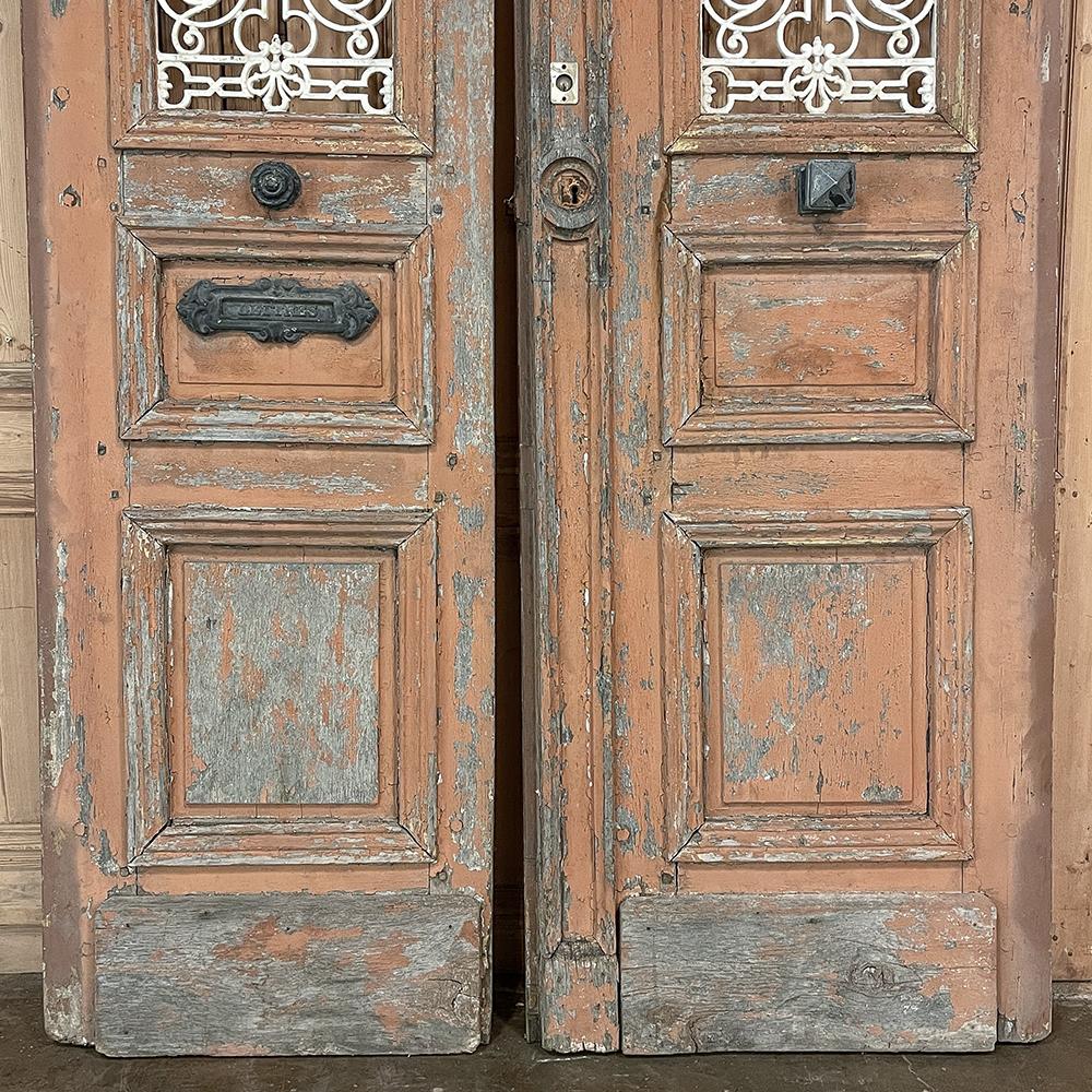 Pair 19th Century Exterior French Doors with Wrought Iron For Sale 4