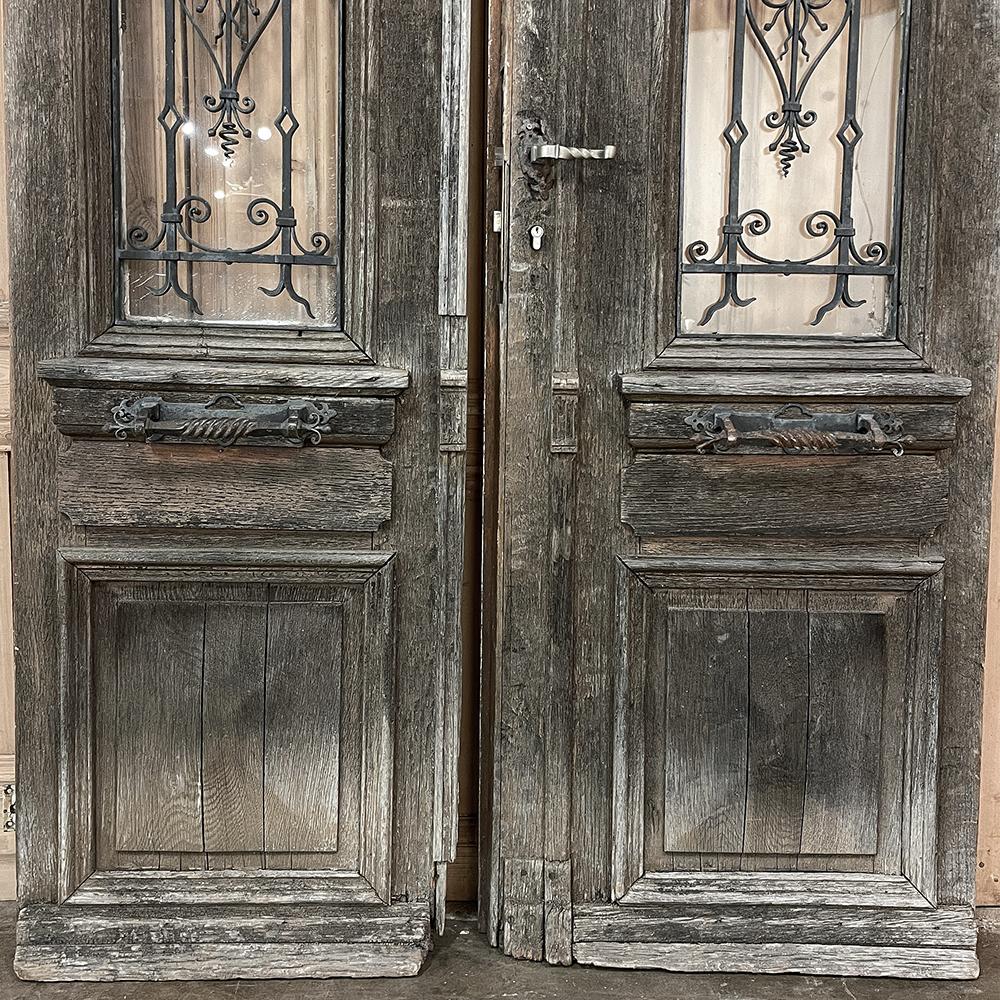 Pair 19th Century Exterior French Doors with Wrought Iron For Sale 2