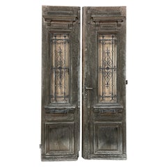 Pair 19th Century Exterior French Doors with Wrought Iron