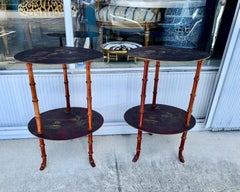 Pair 19TH Century Faux Bamboo  Side Tables