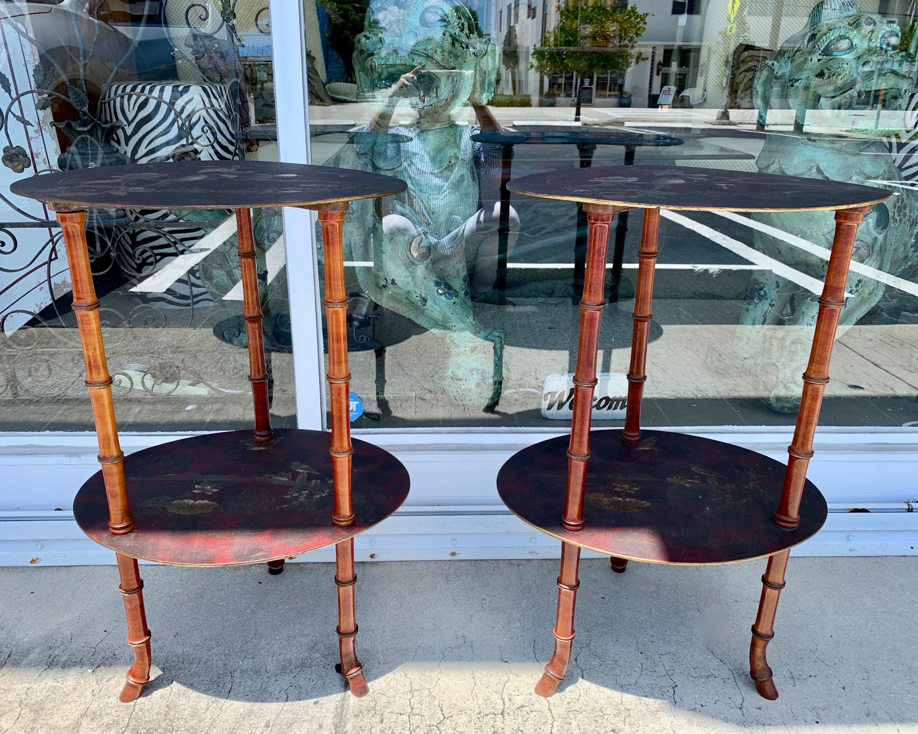 German Pair 19TH Century Faux Bamboo  Side Tables For Sale