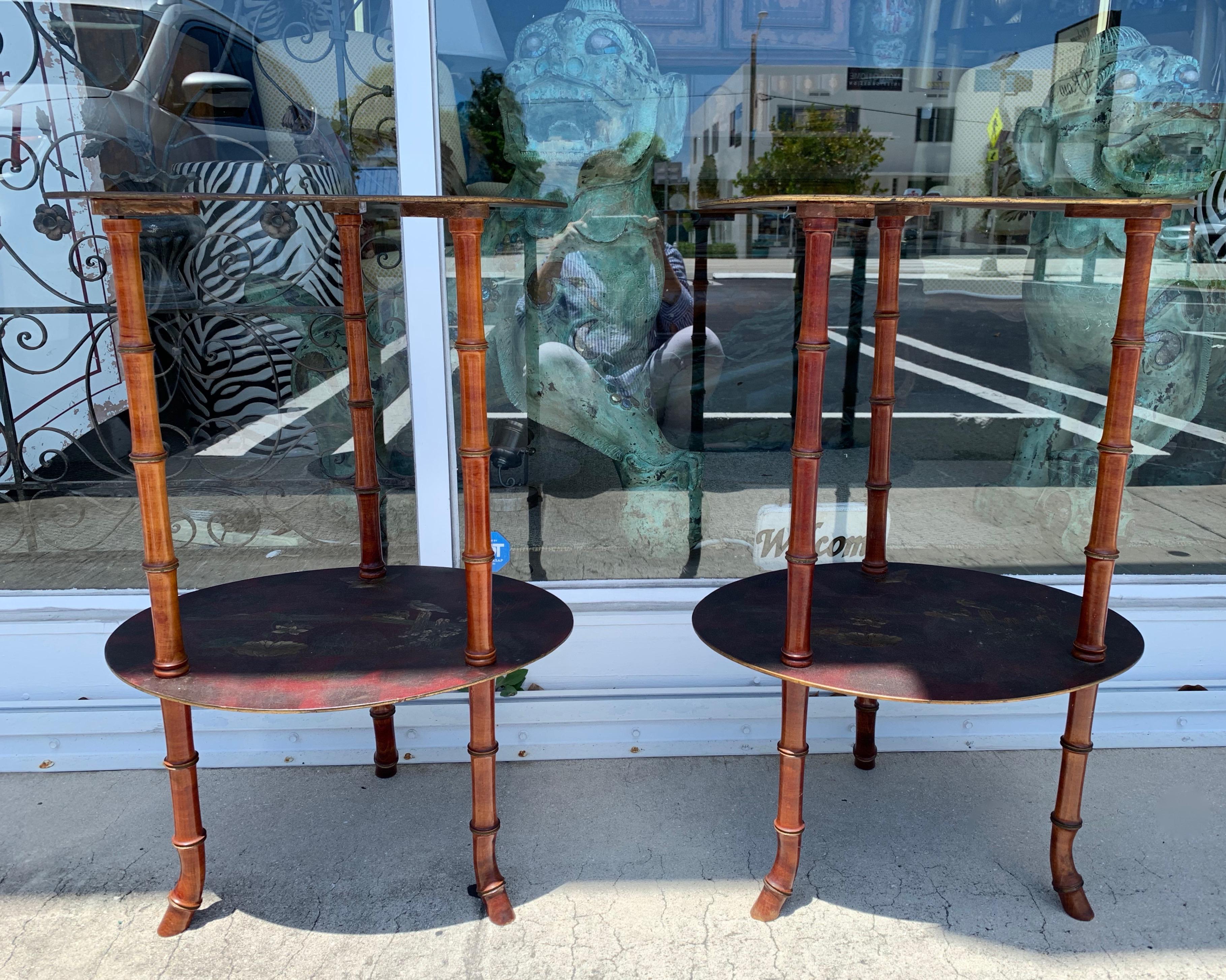 Pair 19TH Century Faux Bamboo  Side Tables In Good Condition For Sale In West Palm Beach, FL