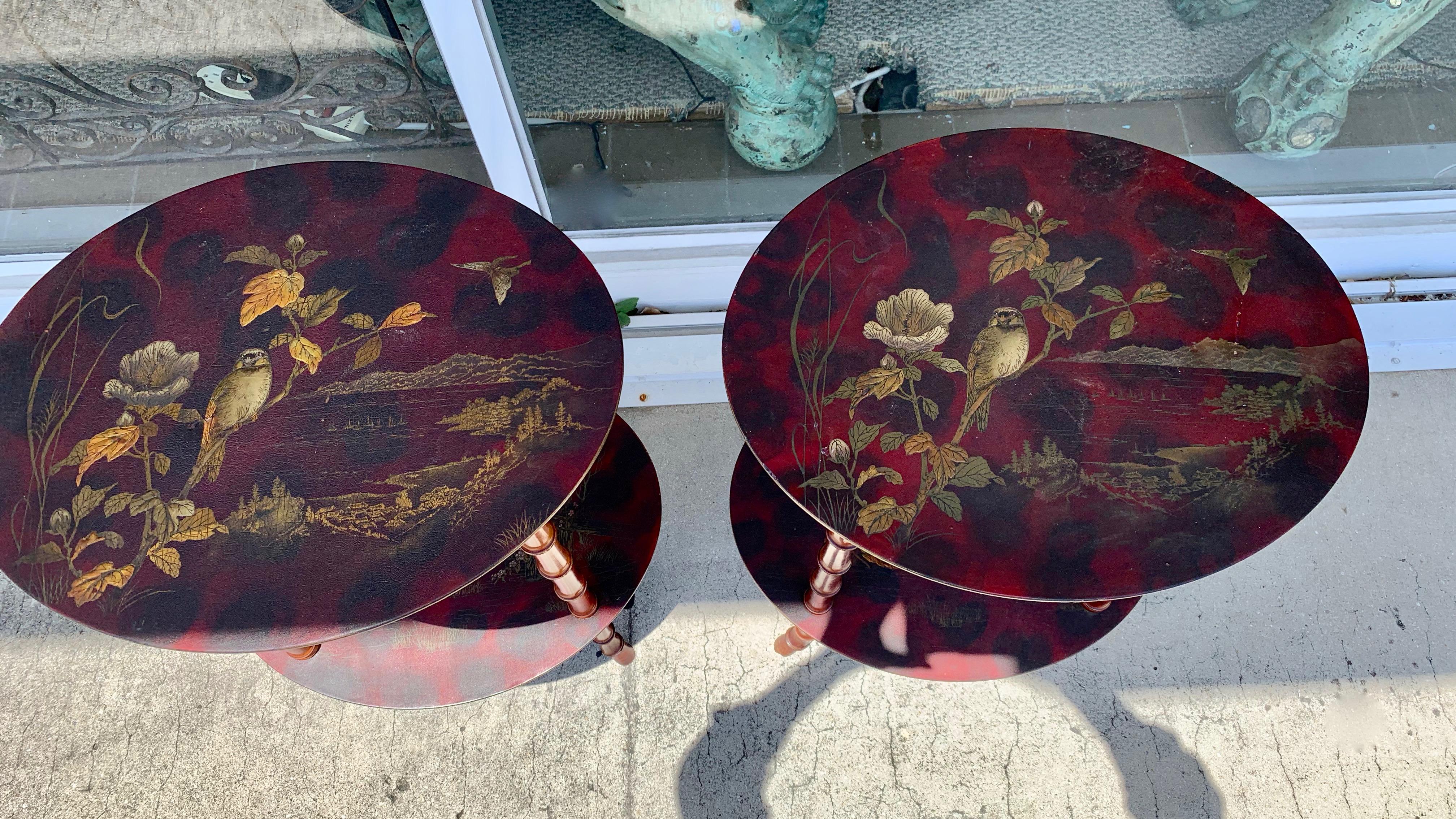 Pair 19TH Century Faux Bamboo  Side Tables For Sale 1