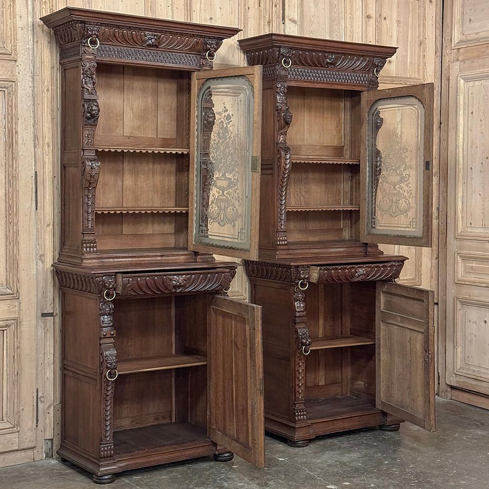 Coppia di librerie fiamminghe del XIX secolo con vetri acidati in vendita 10