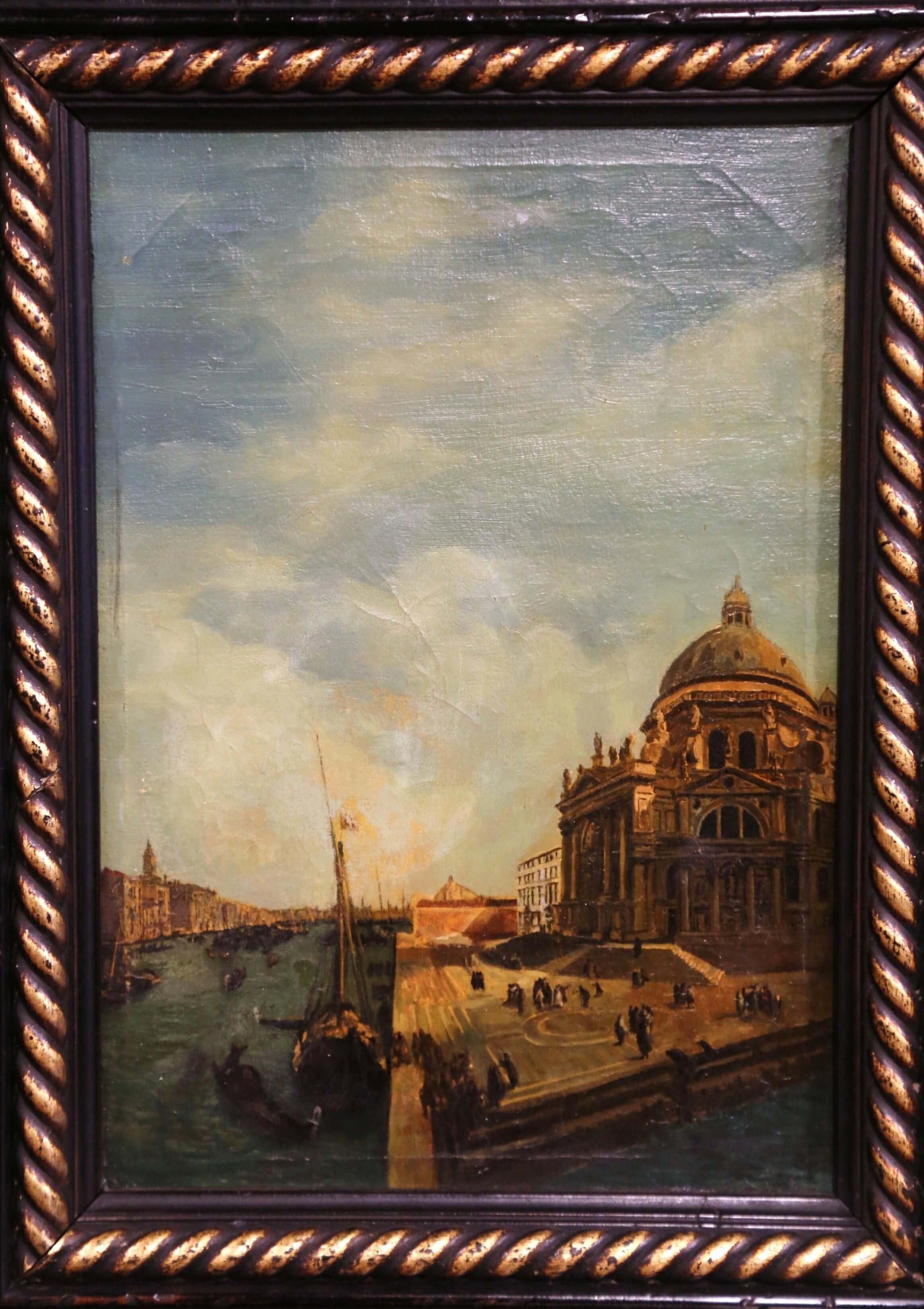 Pair of 19th Century Framed Oil on Canvas Venetian Scene Painting Signed Zanetti In Excellent Condition In Dallas, TX