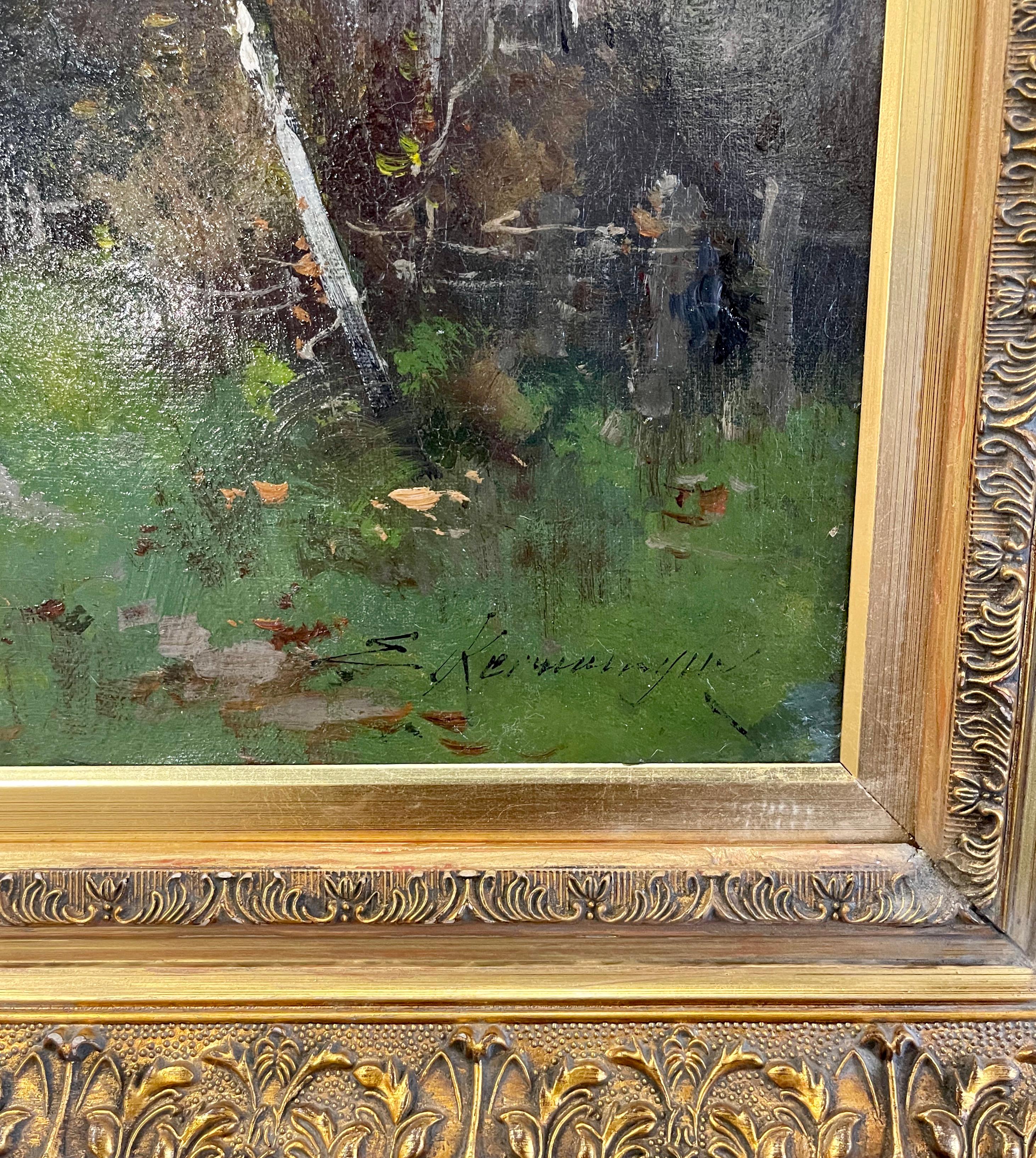  Paire de peintures à l'huile encadrées du 19ème siècle signées E. Kermanguy pour E. Galien-Laloue en vente 3