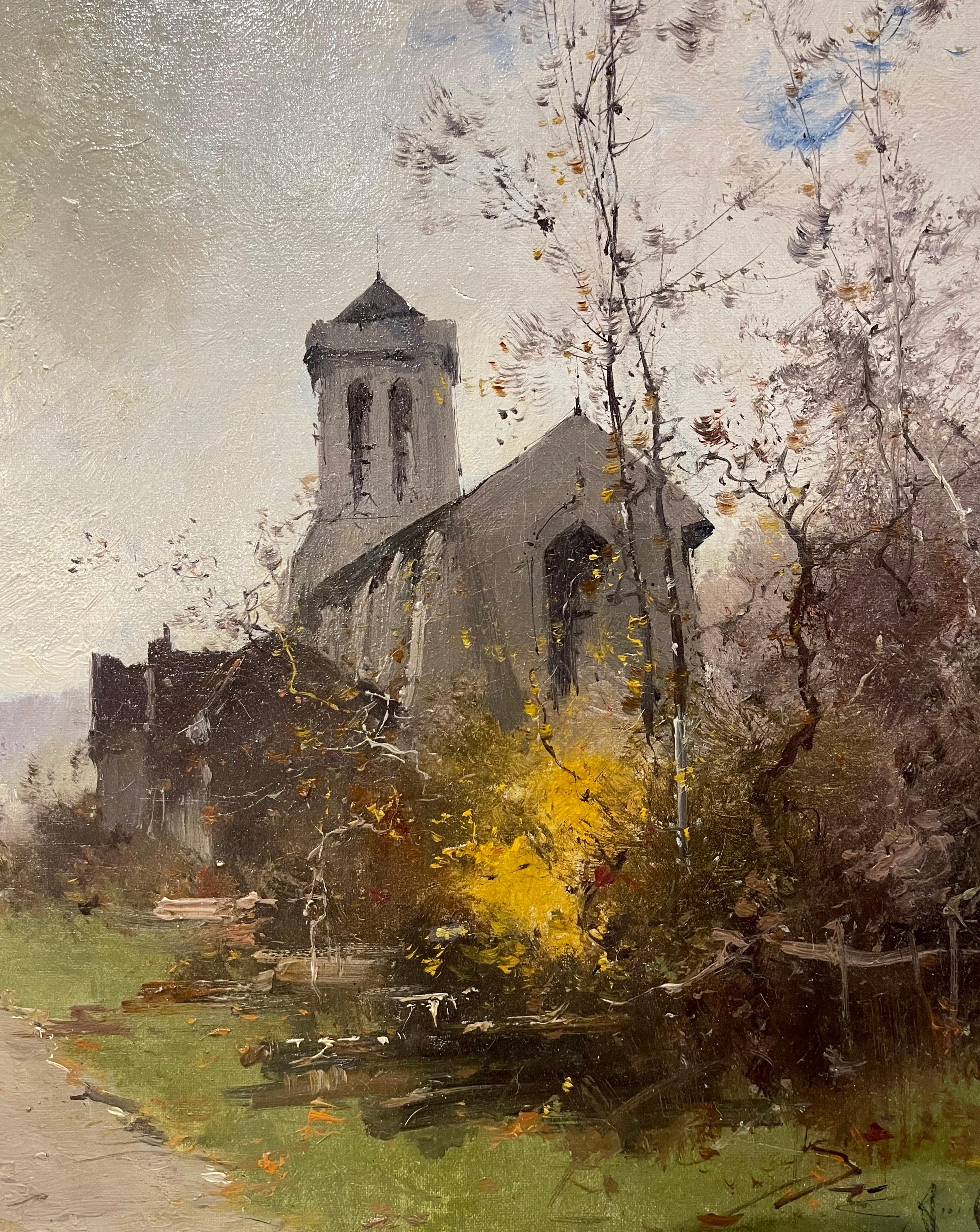 Pair 19th Century Framed Oil Painting Signed E. Kermanguy for E. Galien-Laloue For Sale 5