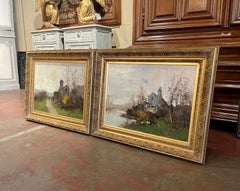 Pair 19th Century Framed Oil Painting Signed E. Kermanguy for E. Galien-Laloue