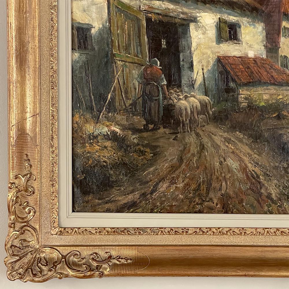 Pair 19th Century Framed Oil Paintings on Canvas by Verhelst In Good Condition For Sale In Dallas, TX