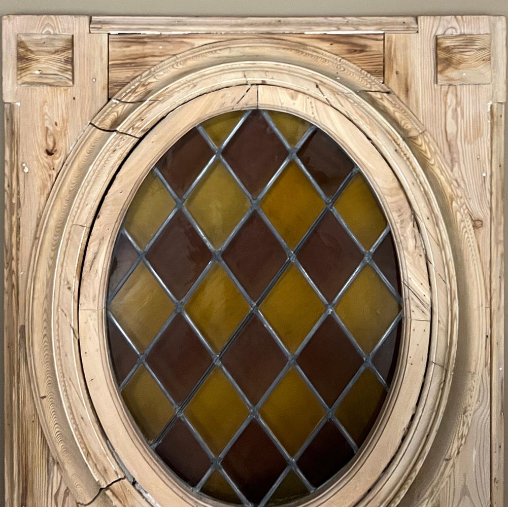 Paar gerahmte ovale Buntglasfenster aus dem 19. Jahrhundert im Angebot 1
