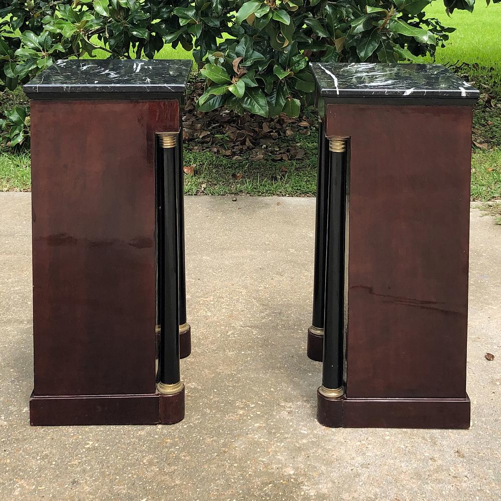 Pair 19th Century French 2nd Empire Mahogany Marble Top Nightstands 4