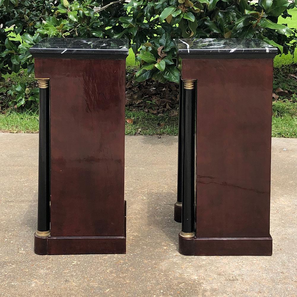 Pair 19th Century French 2nd Empire Mahogany Marble Top Nightstands 5