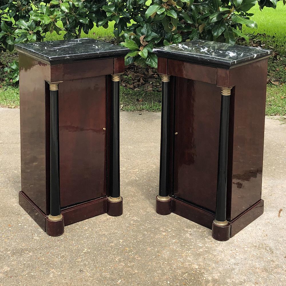 Mid-19th Century Pair 19th Century French 2nd Empire Mahogany Marble Top Nightstands