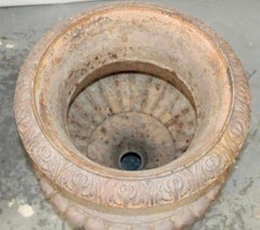 Pair 19th Century French Alfred Corneau Charleville Cast Iron Garden Urns