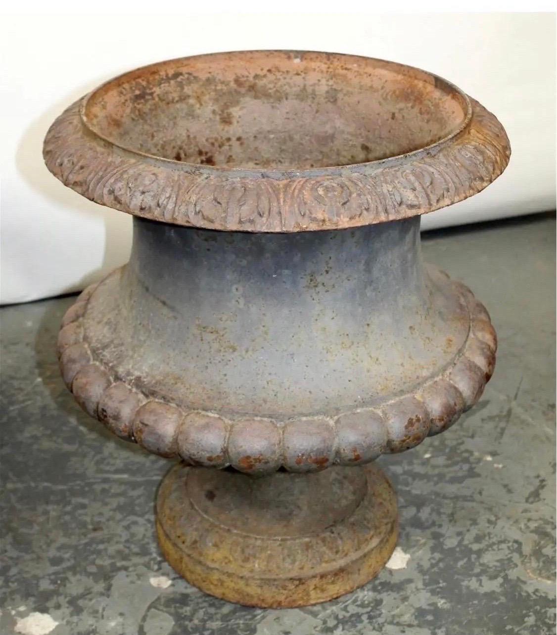 Napoleon III Pair 19th Century French Alfred Corneau Charleville Cast Iron Garden Urns