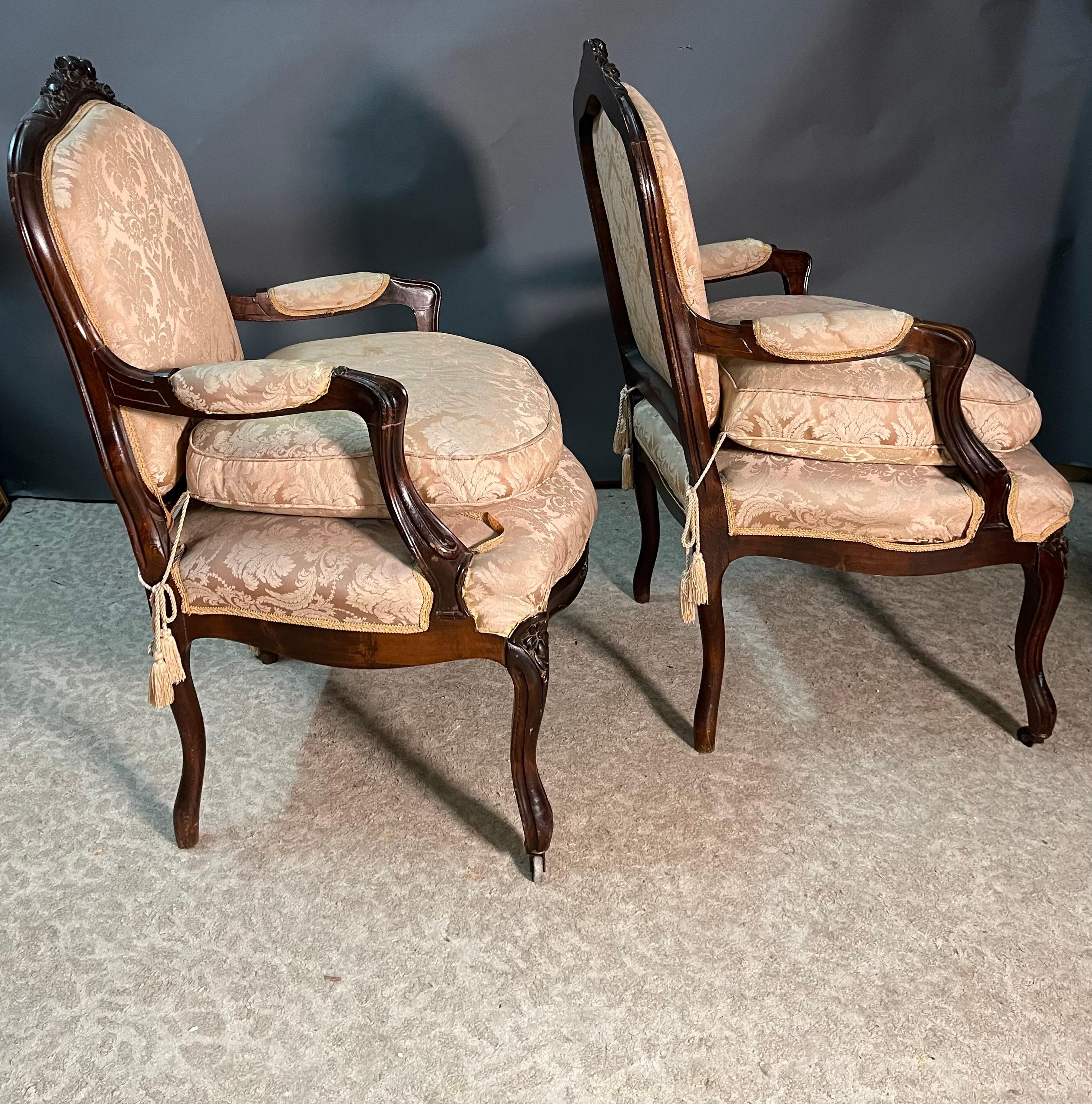 Pareja Sillones Franceses Siglo XIX Estilo Luis XV Francés en venta