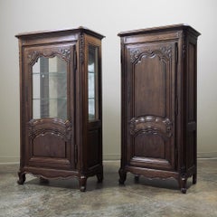Pair 19th Century French Bonnetiere & Vitrine