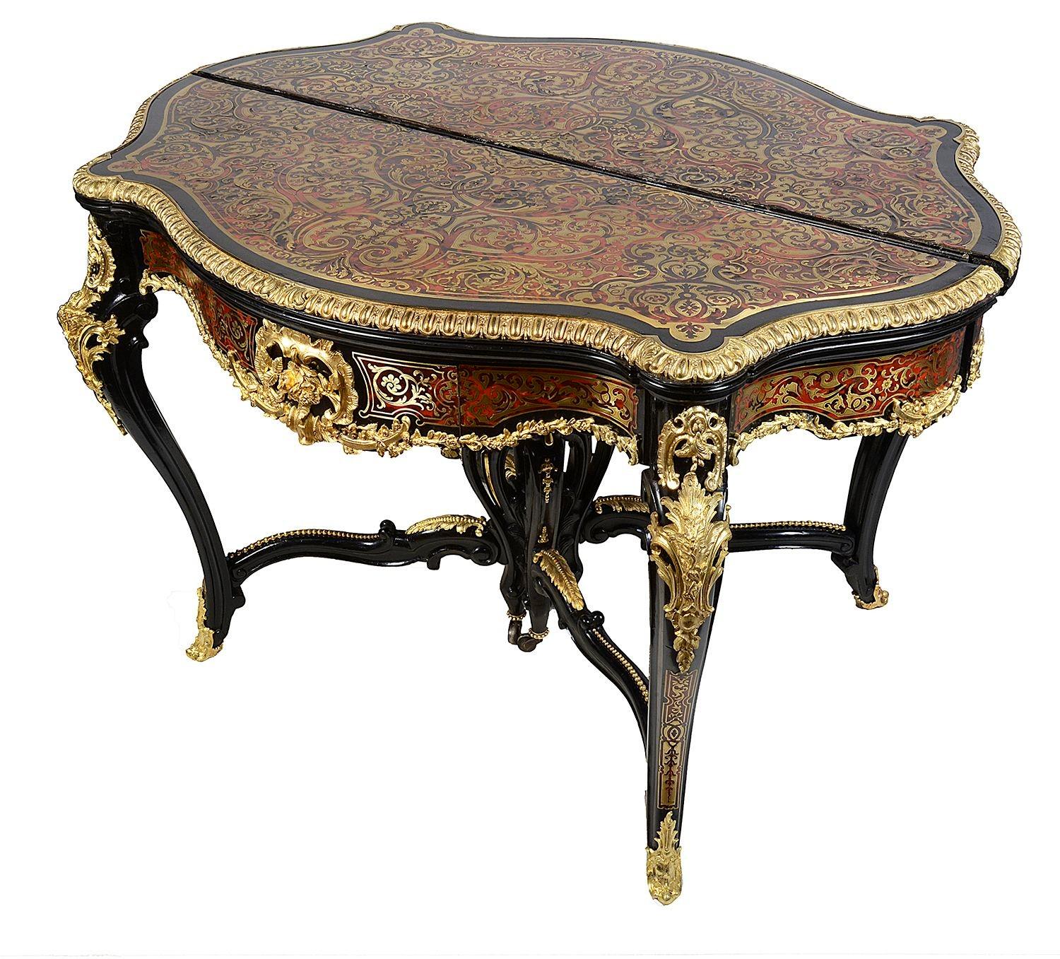 Pair 19th Century French Boulle card tables For Sale 4
