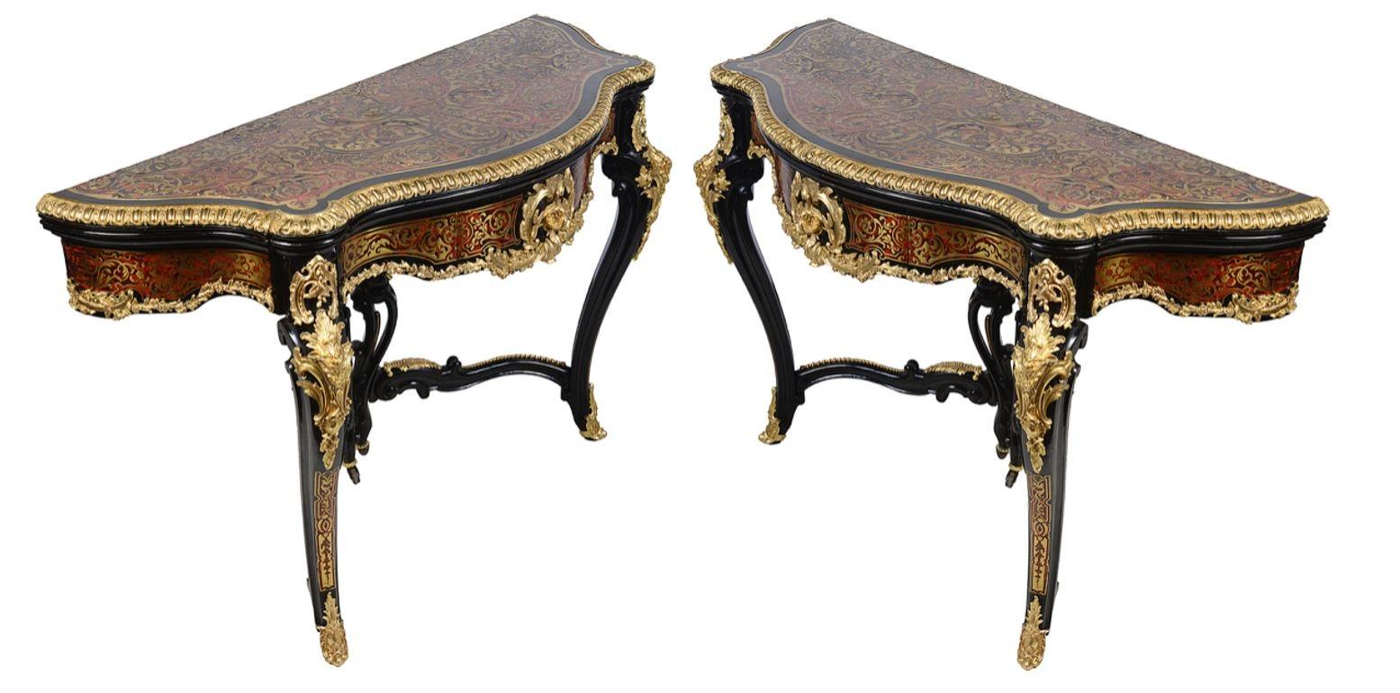 Pair 19th Century French Boulle card tables For Sale 6