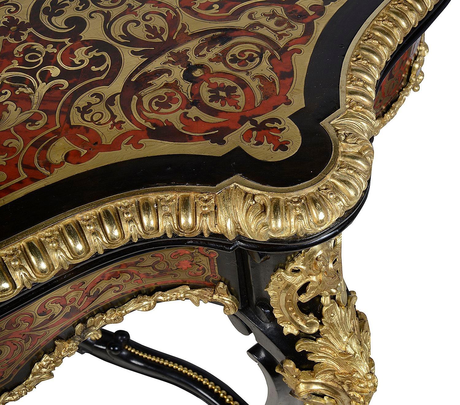 Tortoise Shell Pair 19th Century French Boulle card tables For Sale