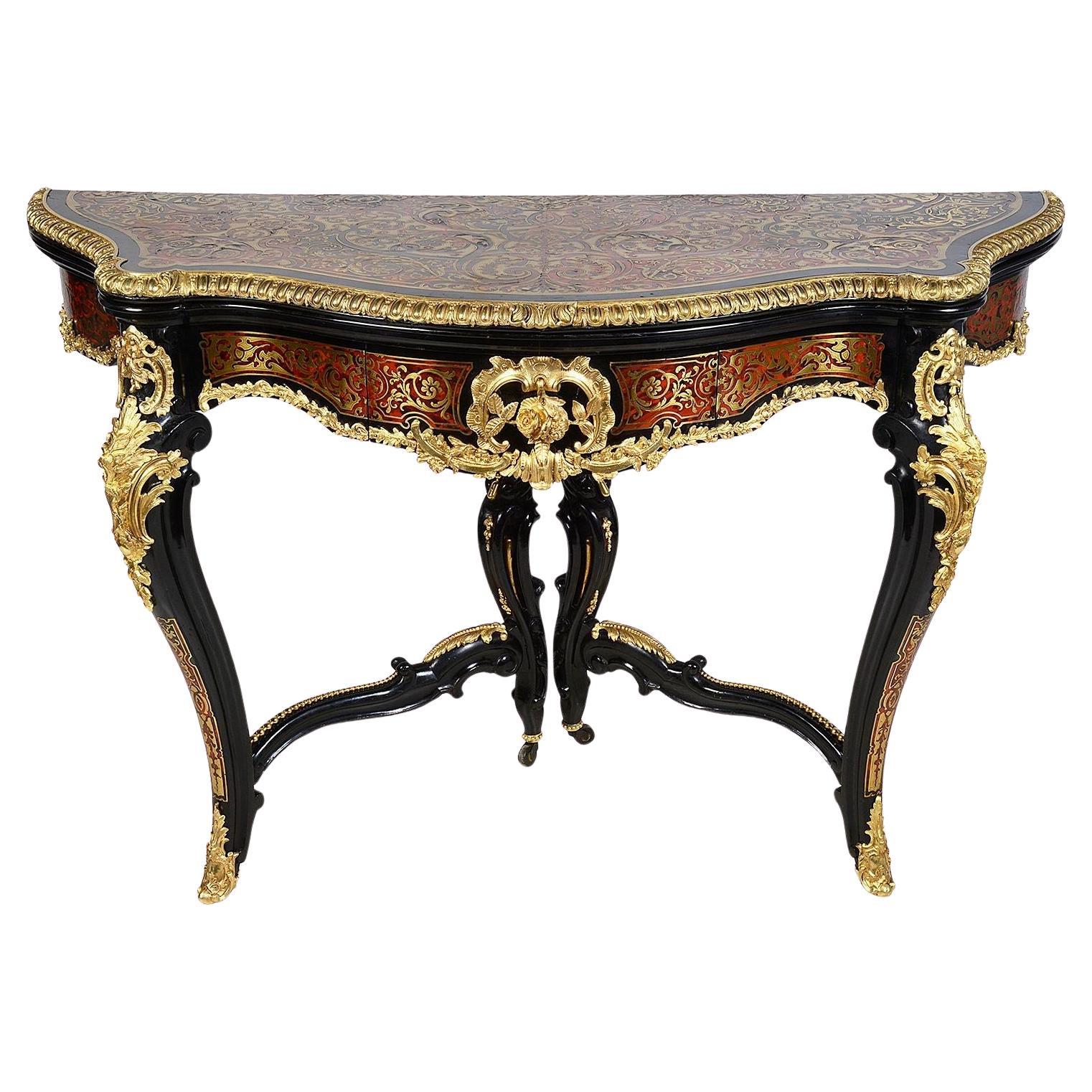 Pair 19th Century French Boulle card tables
