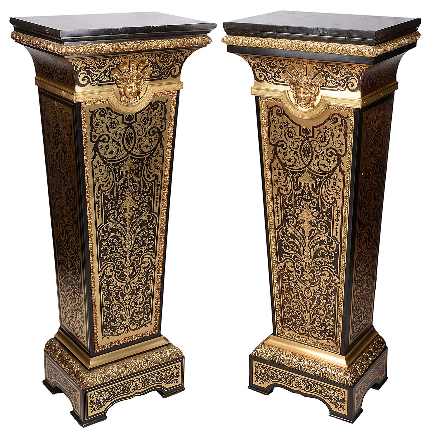 Pair of 19th Century French Boulle Inlaid Pedestals 3