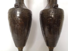 Pair of 19th Century Bronze Classical Lamps by Henry Cahieux for Barbedienne