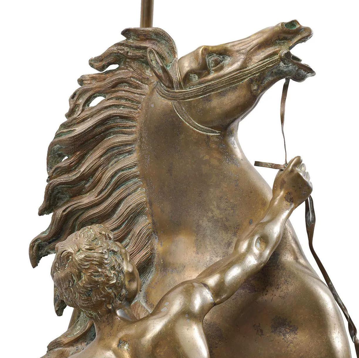 Pair 19th Century French Bronze Marly Horse Sculptures After Coustou In Good Condition For Sale In New York, NY
