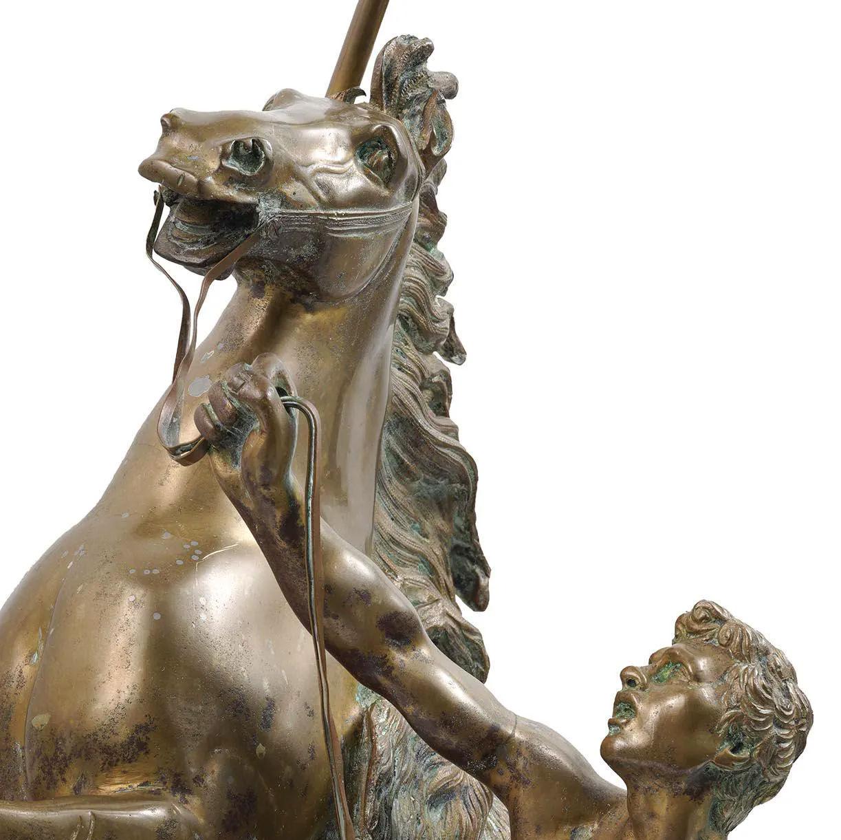 Pair 19th Century French Bronze Marly Horse Sculptures After Coustou For Sale 3