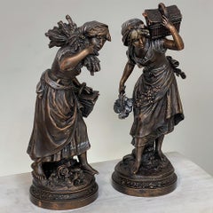 Pair 19th Century French Bronze Statues by Auguste Moreau '1855-1919'