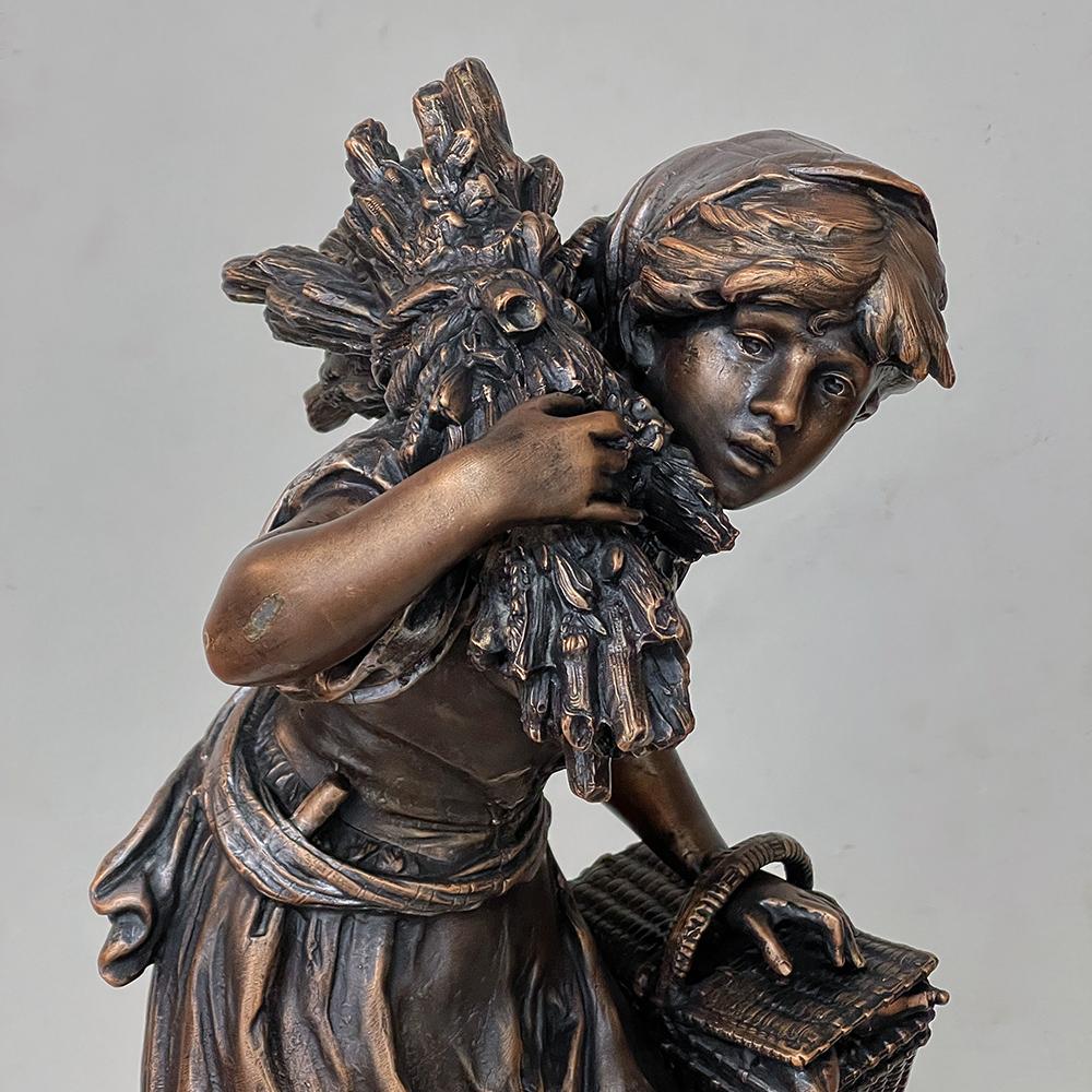 Late 19th Century Pair 19th Century French Bronze Statues by Auguste Moreau '1855-1919' For Sale