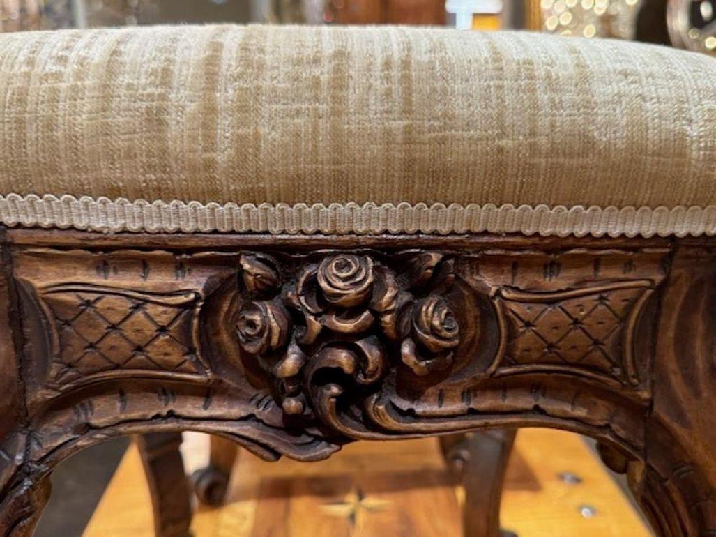 Pair 19th Century French Carved Oak Regence Stools For Sale 1